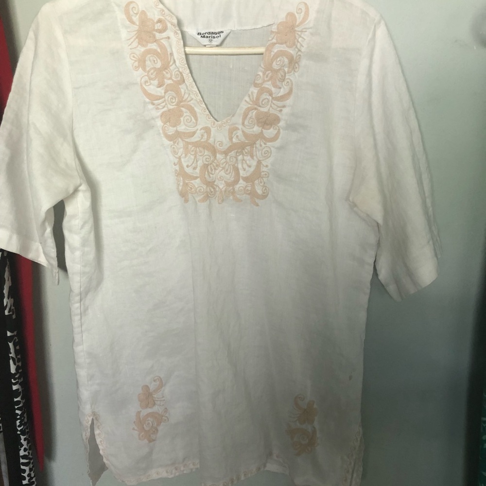 White With Beige Lining Blouse